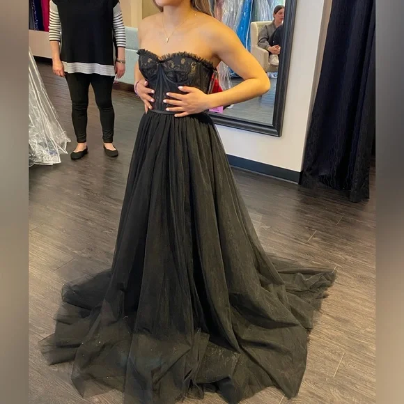 accessories for v neck black dress Sherri Hill 55924 – Mia Bella The Label